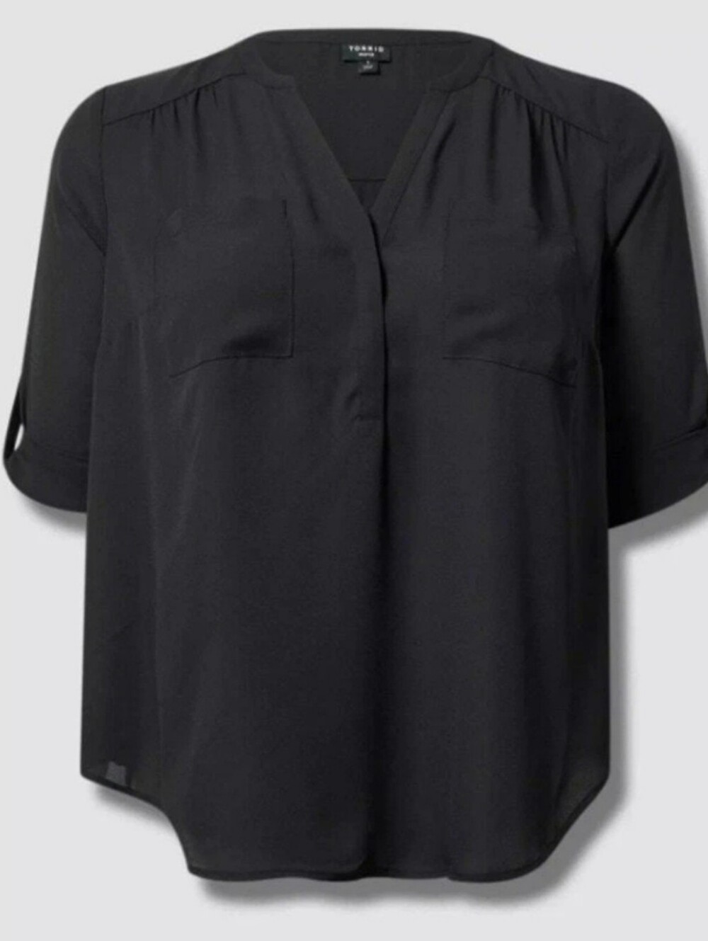 Torrid Harper Georgette Black V-Neck Pocket Blouse